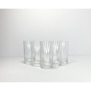Set of 5 Vertically Cut Highball Tumbler Glasses, 4 3/4” 8oz, Mid-century 1960s